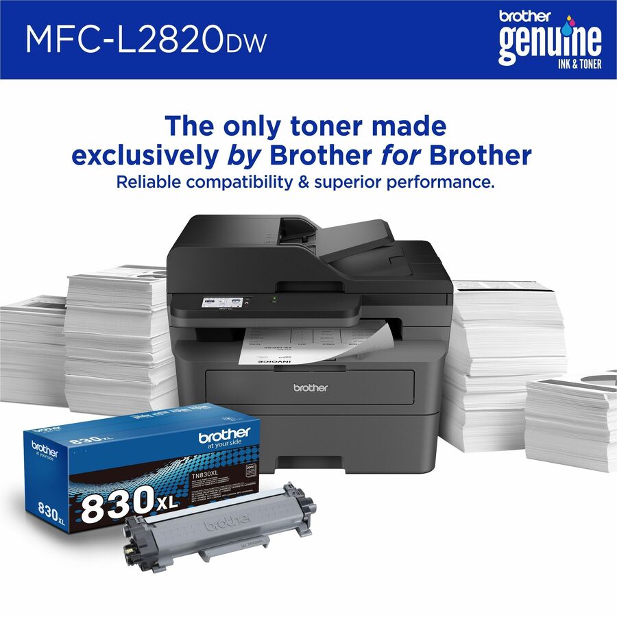 Brother MFC-L2820DW Wireless Laser Multifunction Printer - Monochrome - Gray