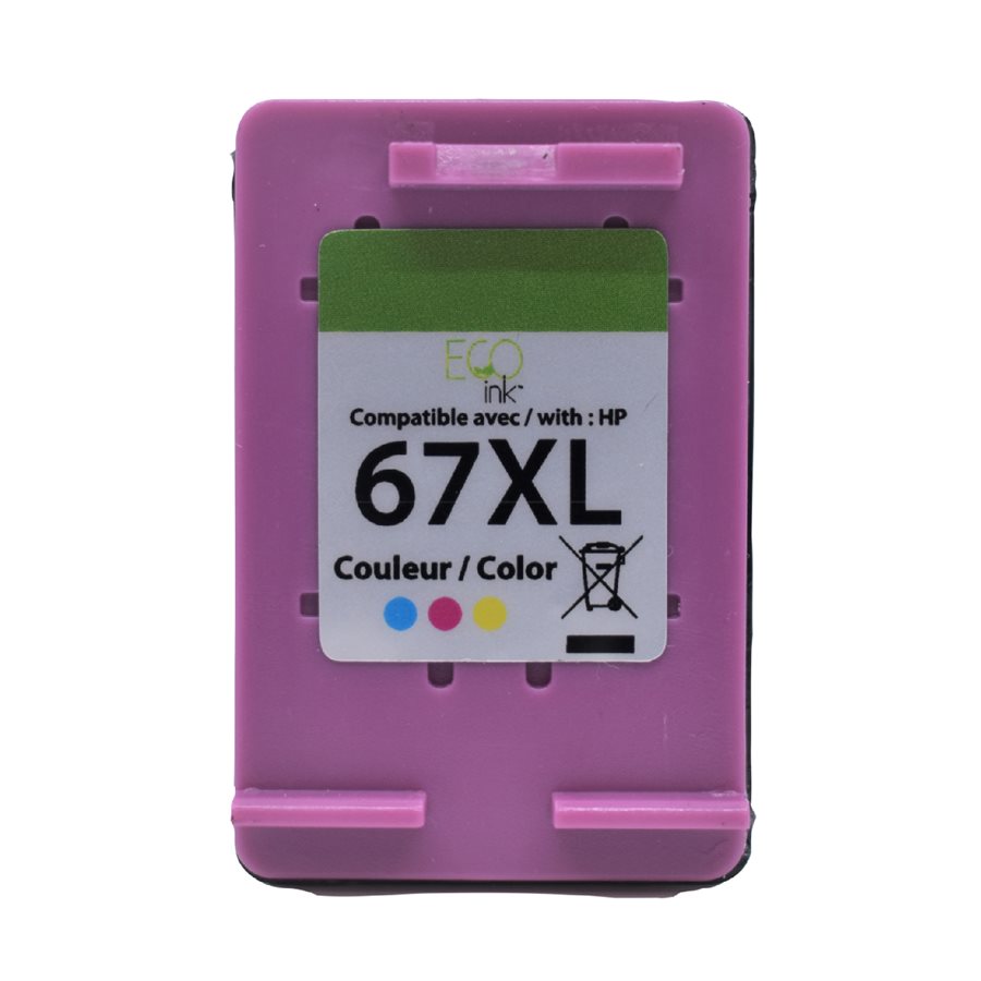 Cartouche d'encre couleur HP n° 67XL 3YM58AN Reman EcoInk 200 exemplaires