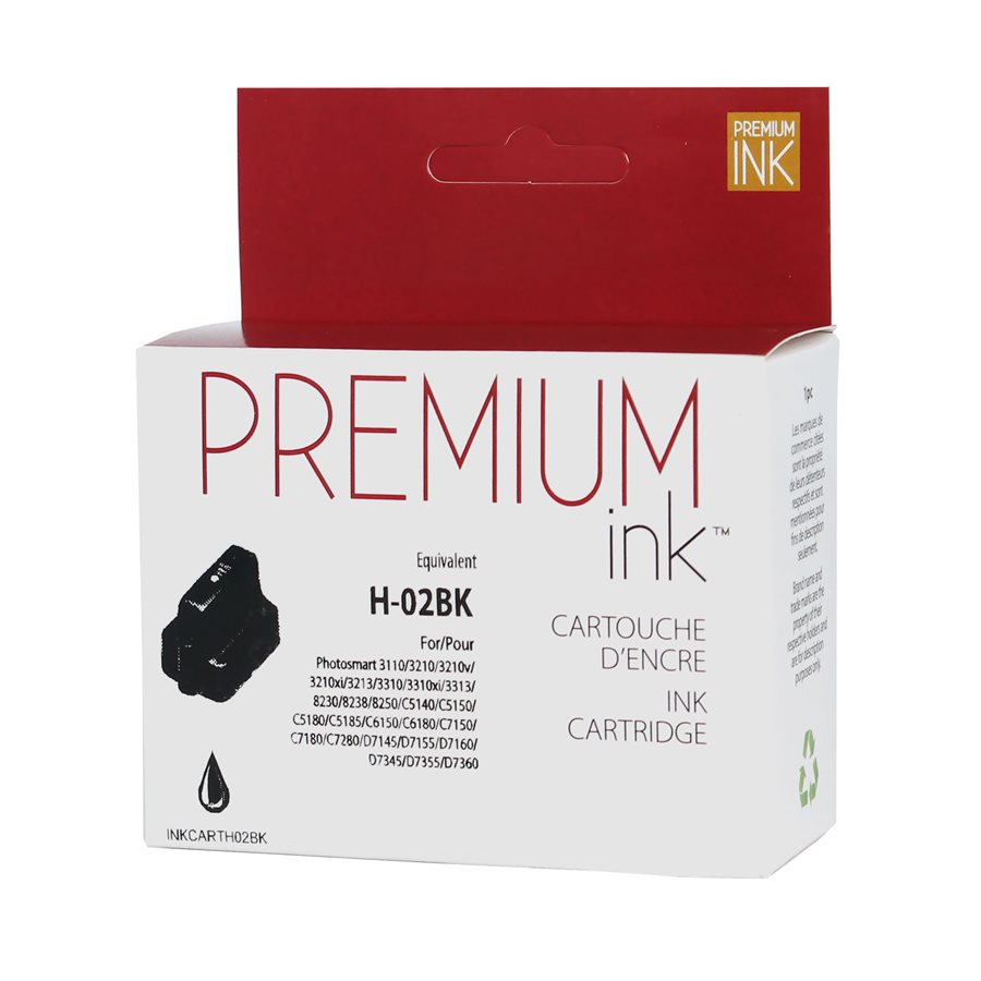 Encre noire alternative HP n° 02 C8721W de qualité supérieure
