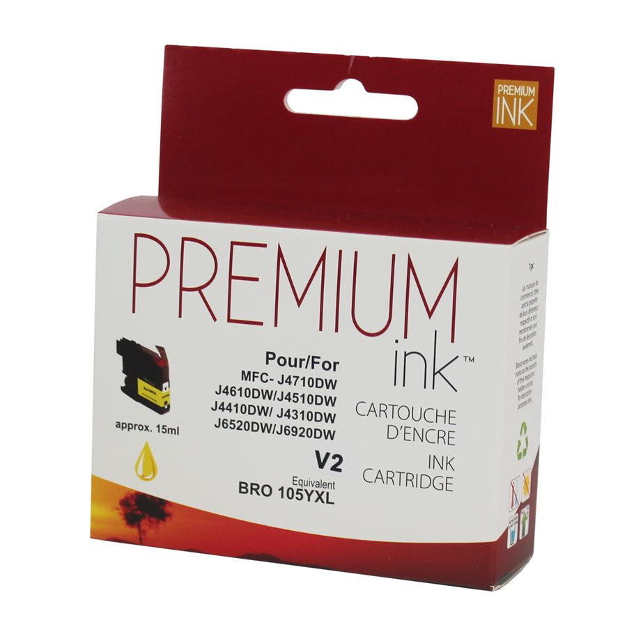 Encre alternative jaune premium Brother LC105YS 1,2 K