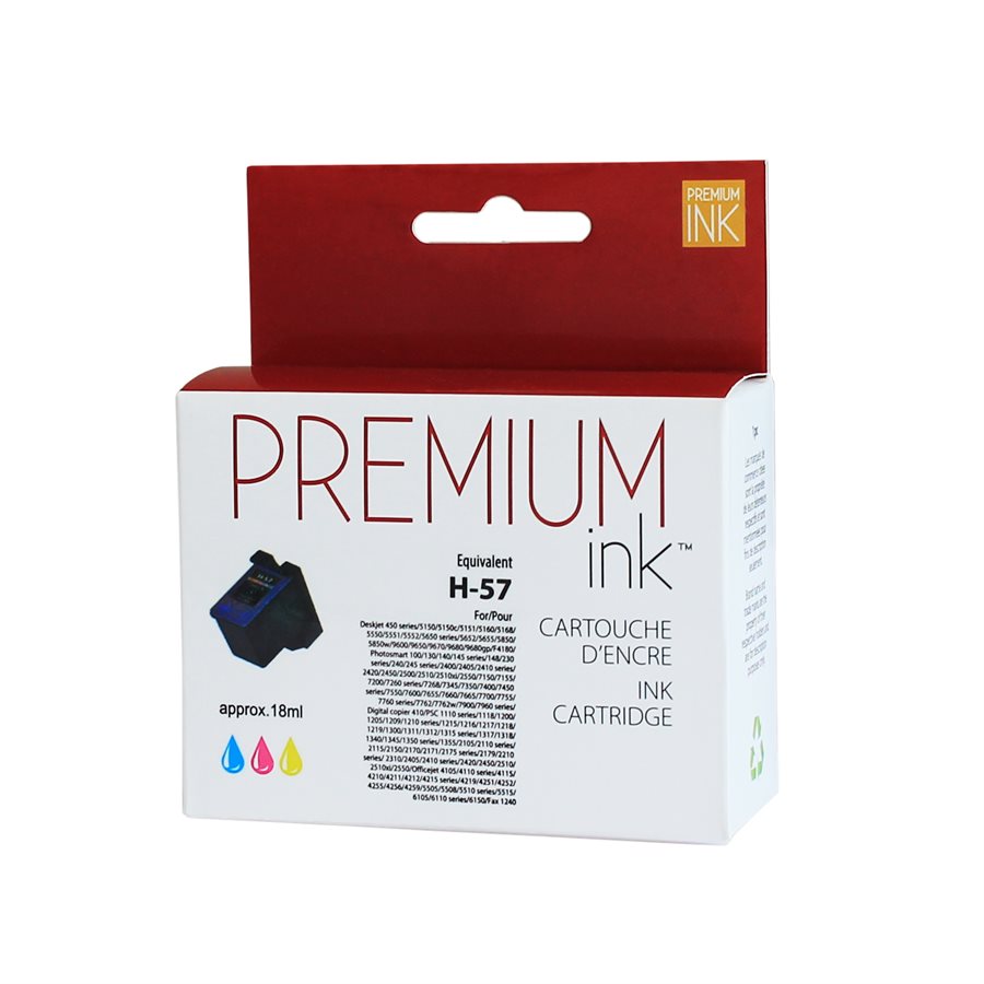 Encre couleur premium reconditionnée HP n° 57 C6657A