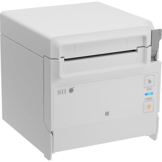 Seiko RP-F10 Desktop Direct Thermal Printer - Monochrome - Wall Mount - Label Print - Ethernet - USB - USB Host - US - With Cutter - White