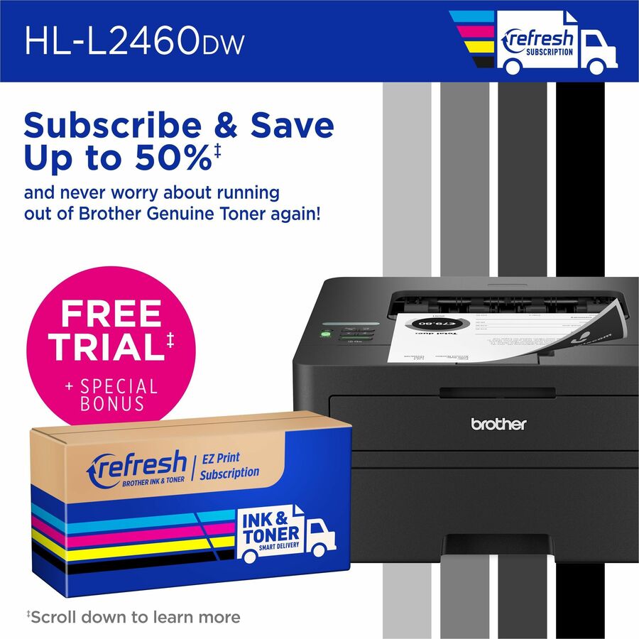 Brother HL-L2460DW Desktop Wired Laser Printer - Monochrome