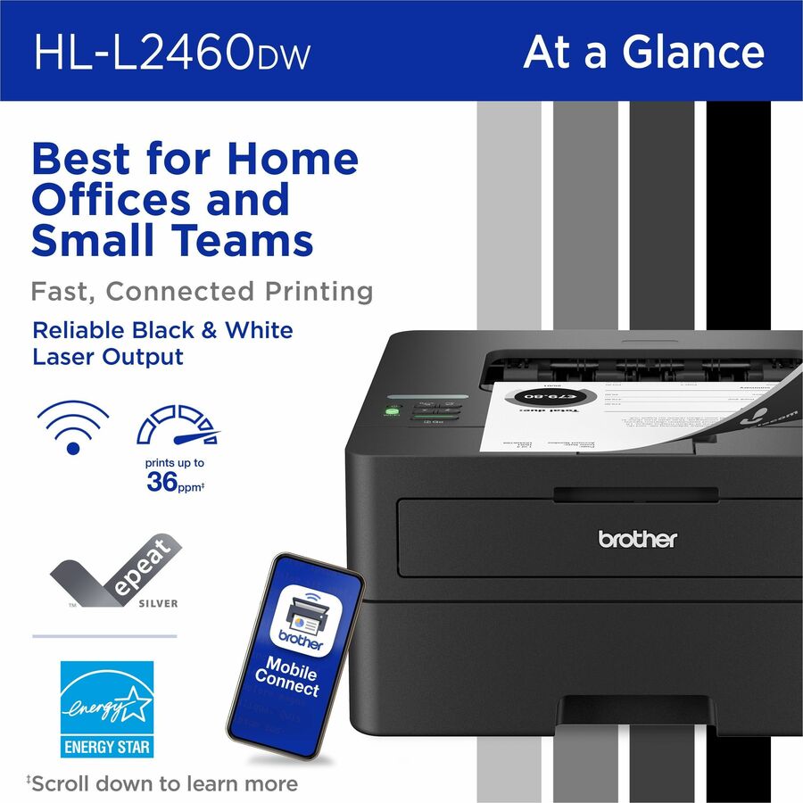 Brother HL-L2460DW Desktop Wired Laser Printer - Monochrome