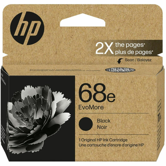 Cartouche d'encre jet d'encre d'origine HP EvoMore 68e - Noir - 1 paquet