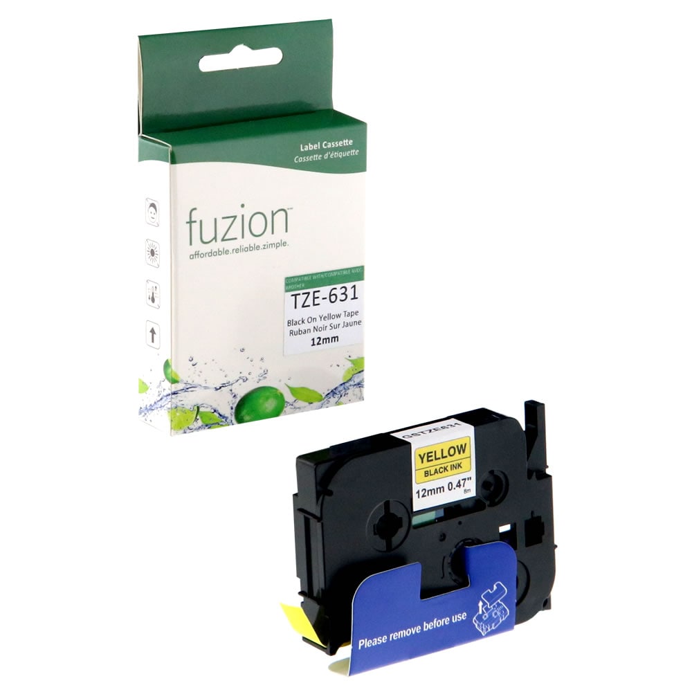 Ruban adhésif Fuzion neuf compatible Brother TZE-631 12 mm – Noir sur jaune