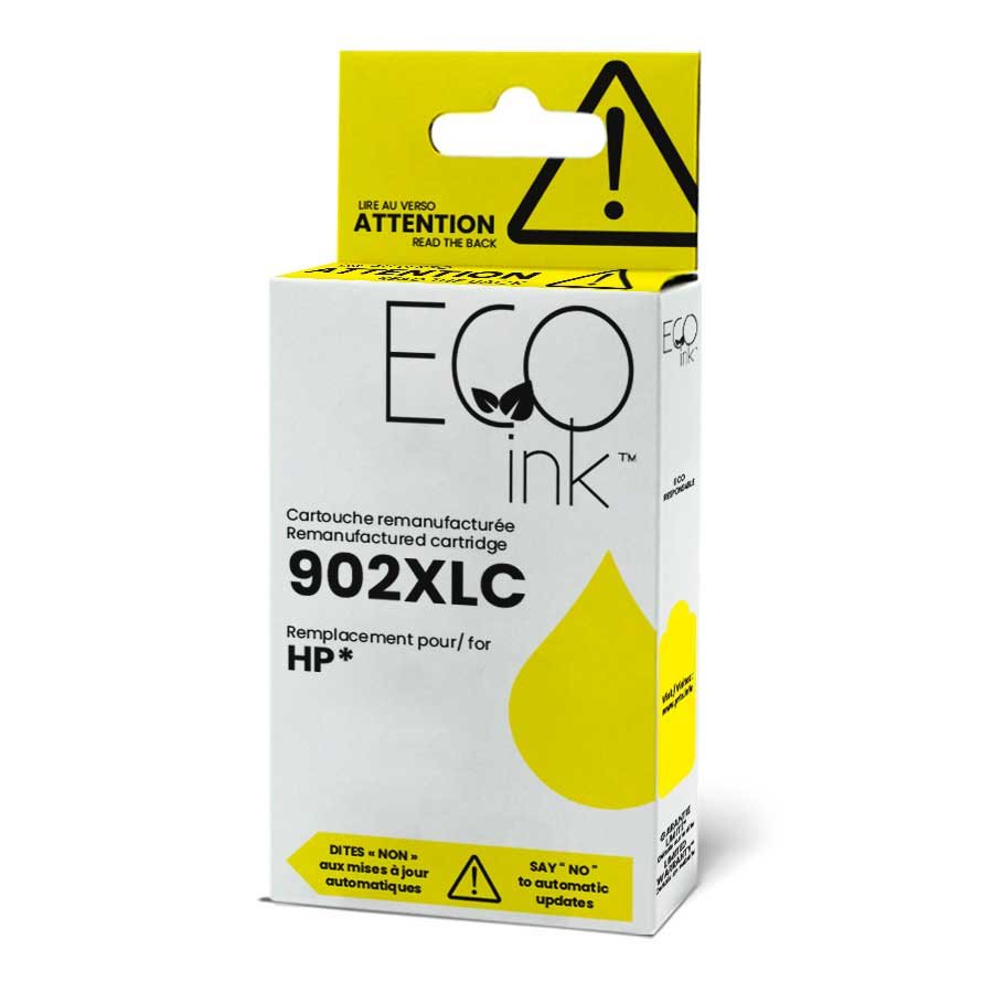 Cartouche d'encre EcoInk jaune reconditionnée HP n° 902XL T6M10AN (année de construction : 2019)