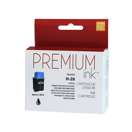 Encre noire premium reconditionnée HP n° 20 C6614A