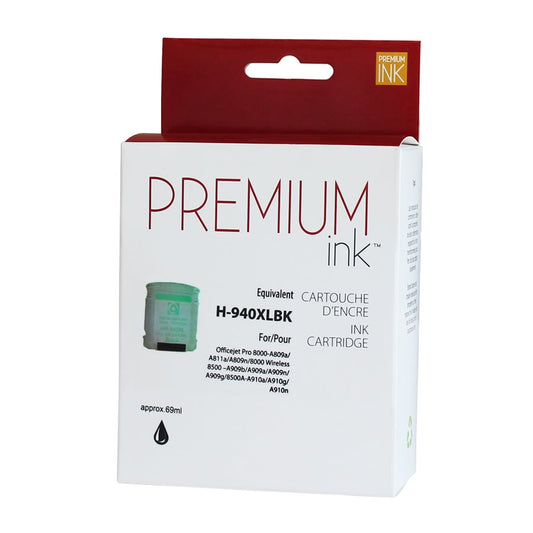Cartouche d'encre noire HP n° 940XL C4906A reconditionnée de qualité supérieure