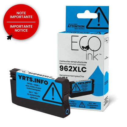Cartouche d'encre Ecoink cyan HP n° 962XL 3JA00AN reconditionnée, 1,6 k $