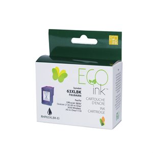 Cartouche d'encre noire EcoInk HP n° 63XL F6U64AN reconditionnée