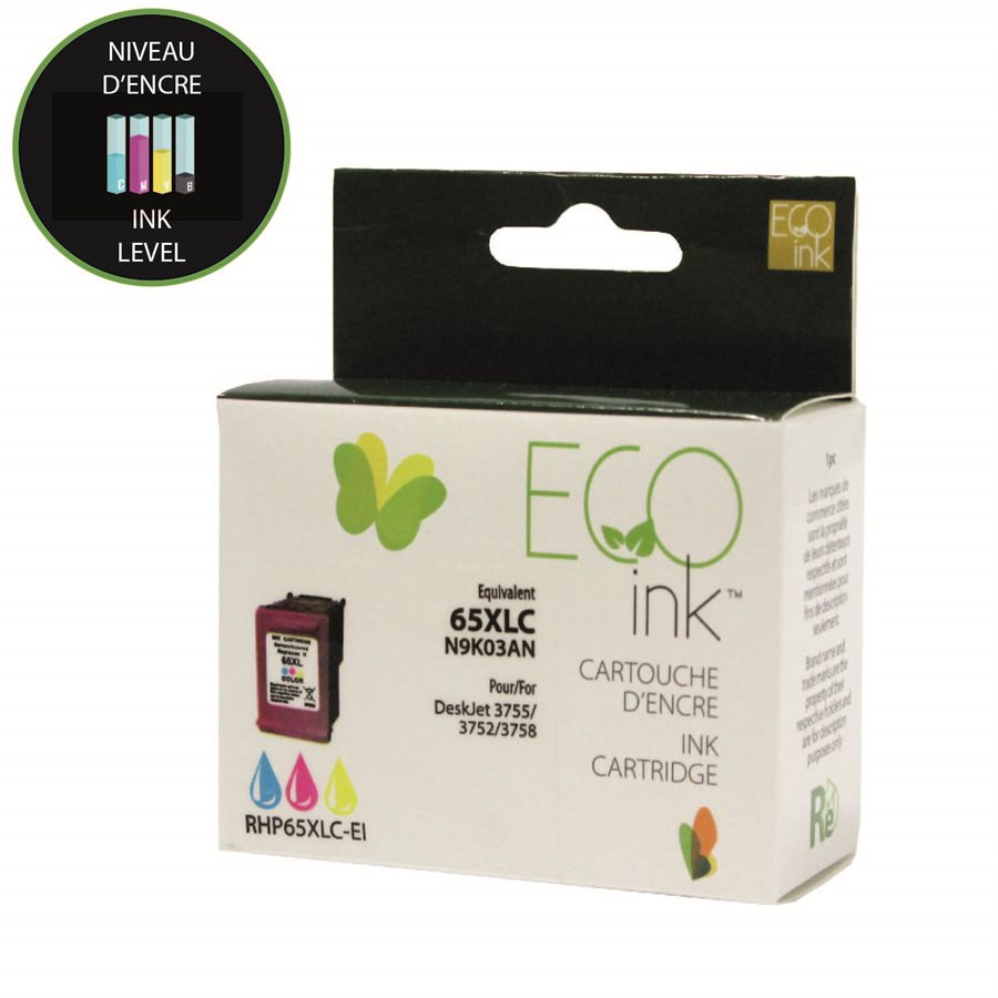 Cartouche d'encre couleur EcoInk HP n° 65XL N9K03AN