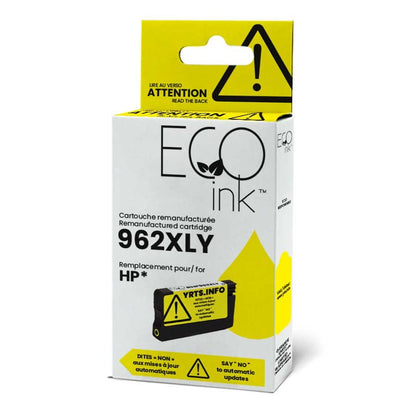Encre Ecoink jaune reconditionnée HP n° 962XL 3JA02AN, 1,6 k $