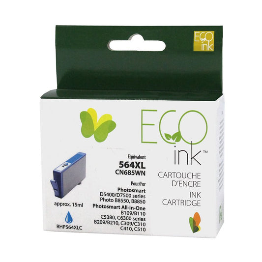 Cartouche d'encre cyan EcoInk HP n° 564XL CN685WN/CB323 reconditionnée